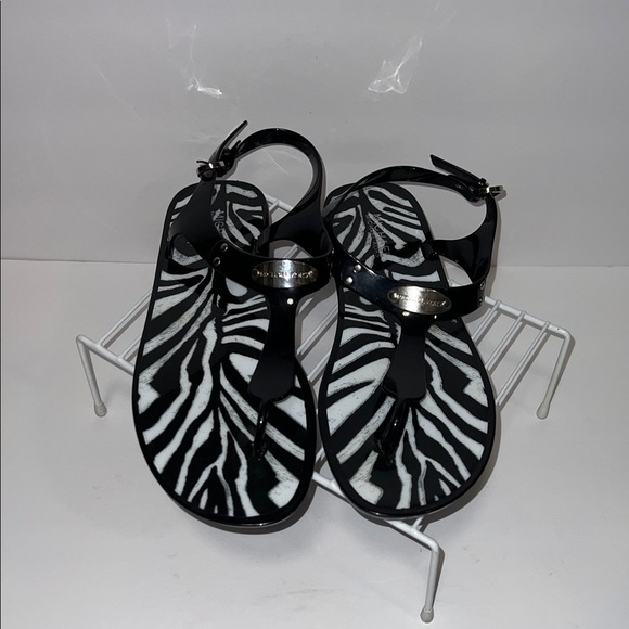 Michael Kors Zebra Jelly Sandals, Black & White, Women 10 - Picture 3 of 5